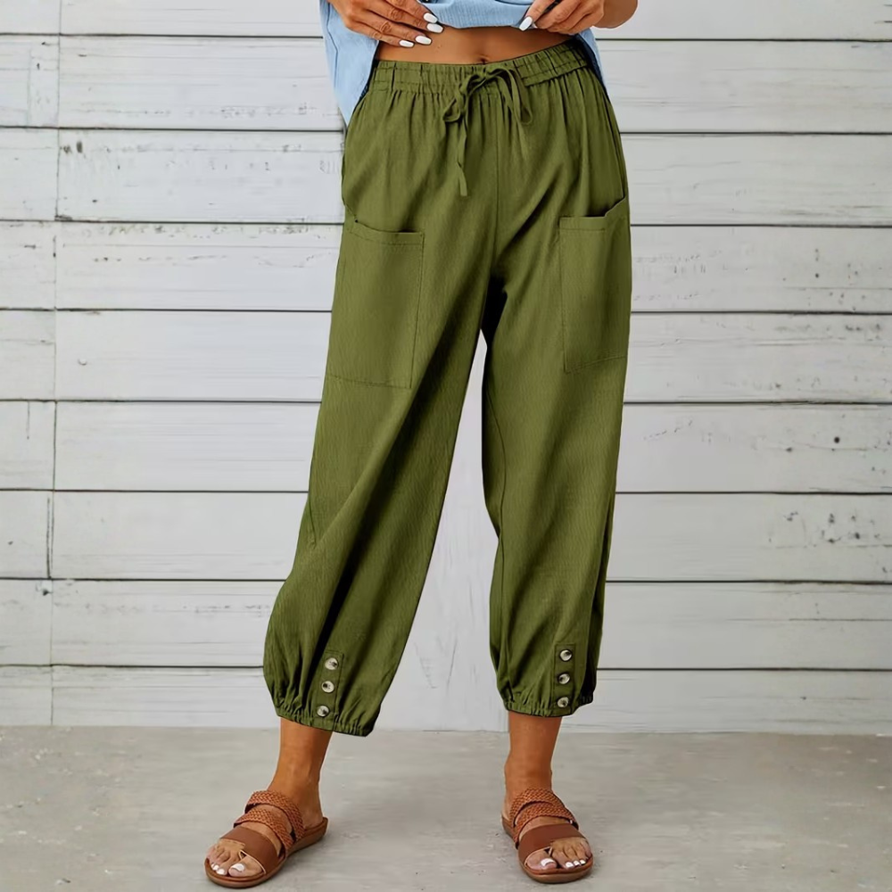 Casual Loose Drawstring Capri Pants For Women
