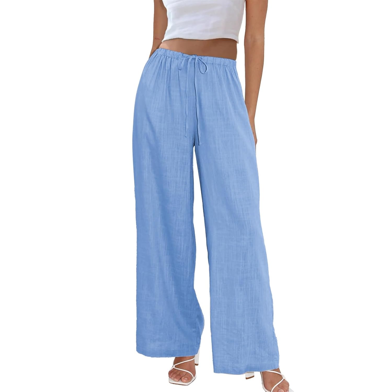 Casual Wide Palazzo Pants With Drawstring For Women