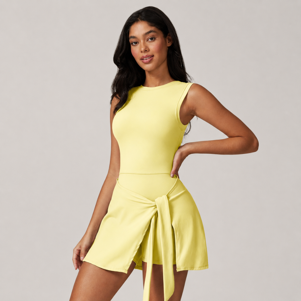 Women Sleeveless Yoga Jumpsuit With Open Back Strap Detail
