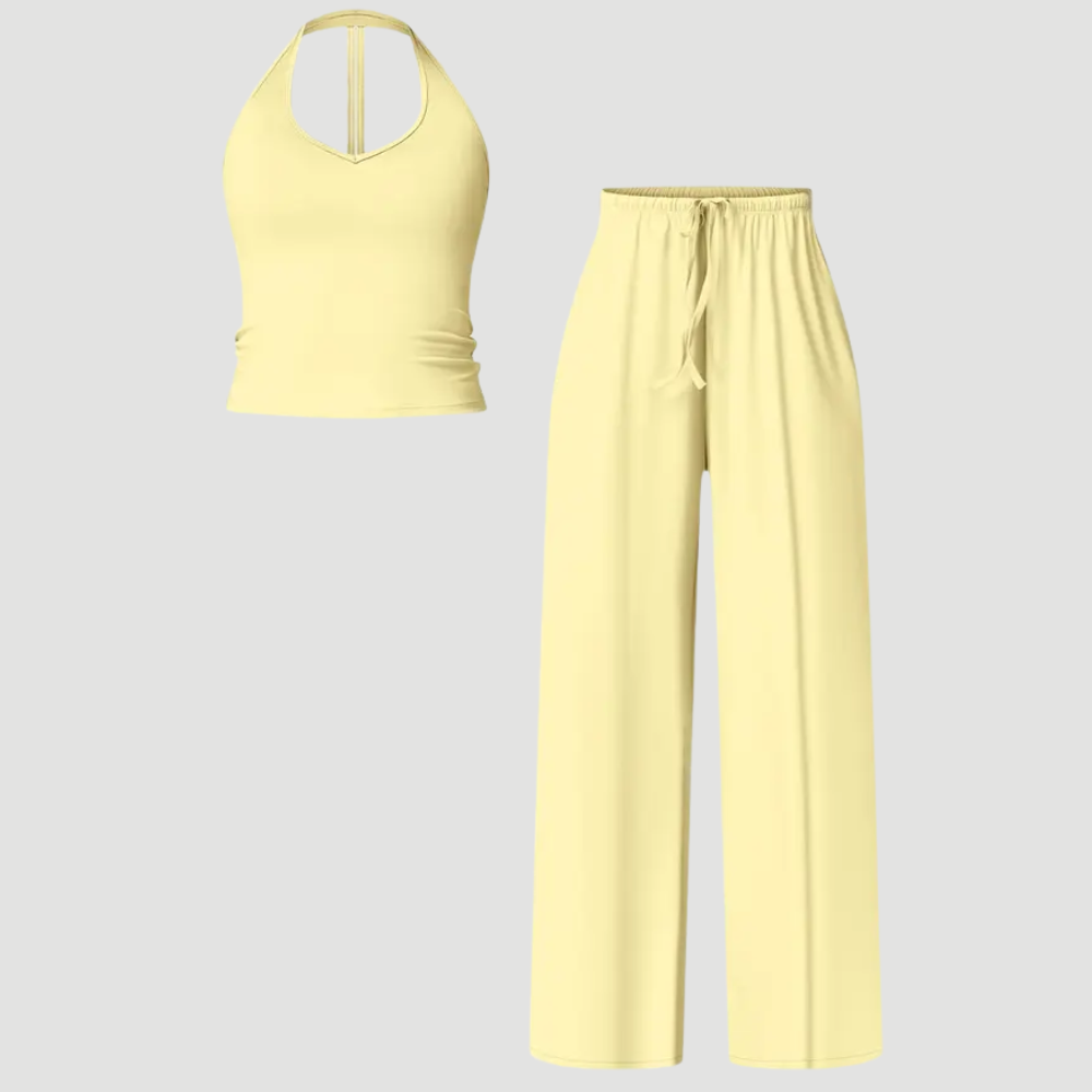 Womens Quick Dry Tank High Waisted Bell Bottom Set