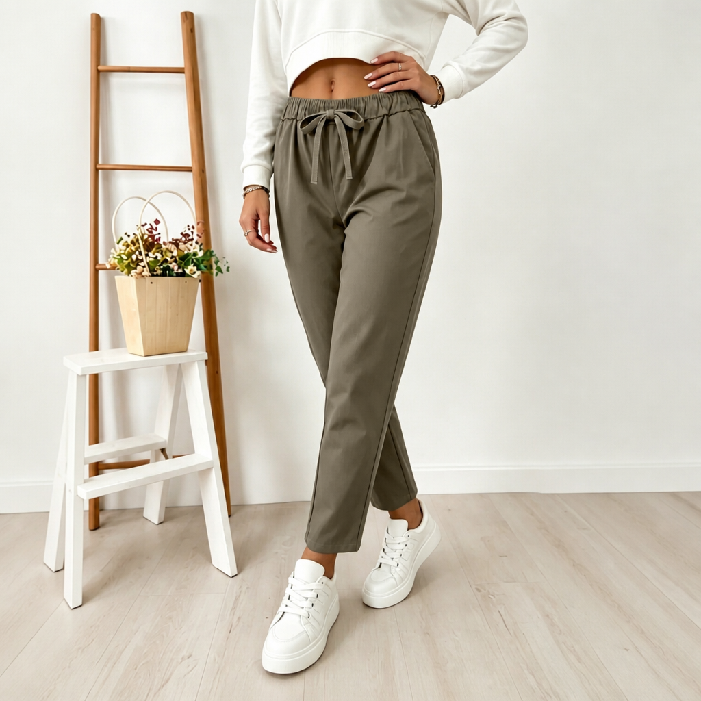 Casual Drawstring Tapered Lounge Pants for Women