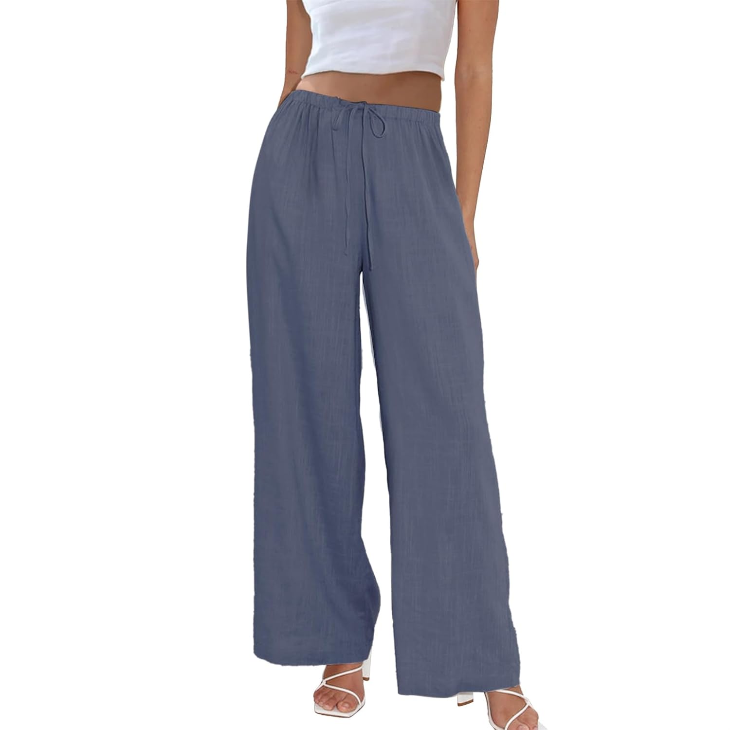 Casual Wide Palazzo Pants With Drawstring For Women