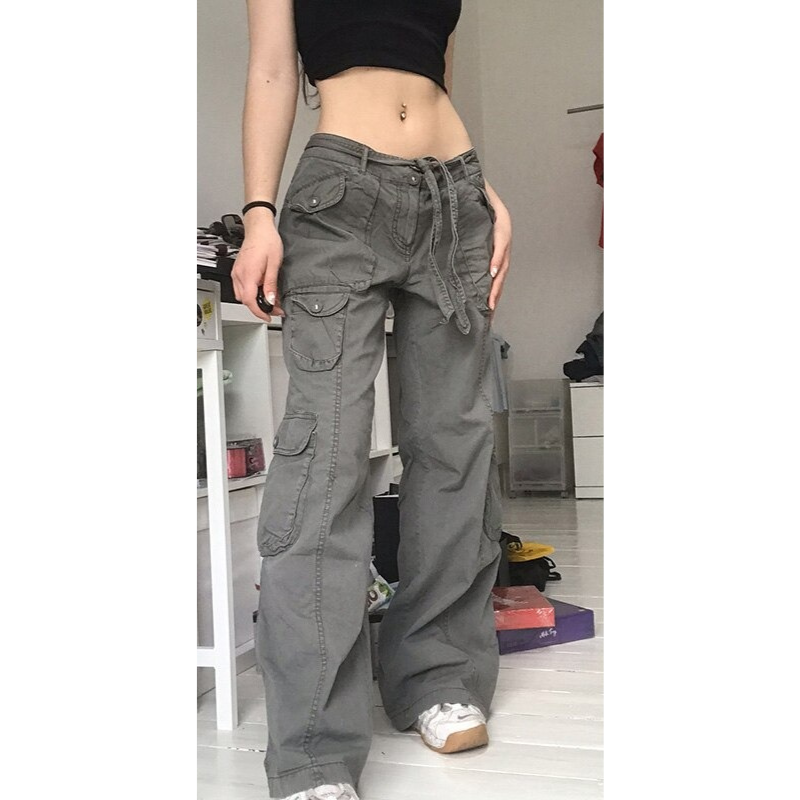 Women's Straight Oversize Cargo Pants With Pockets-Legletic