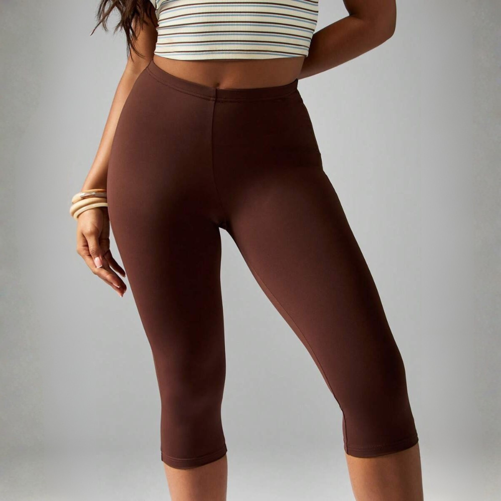 High Rise Compression Capri Workout Leggings For Women