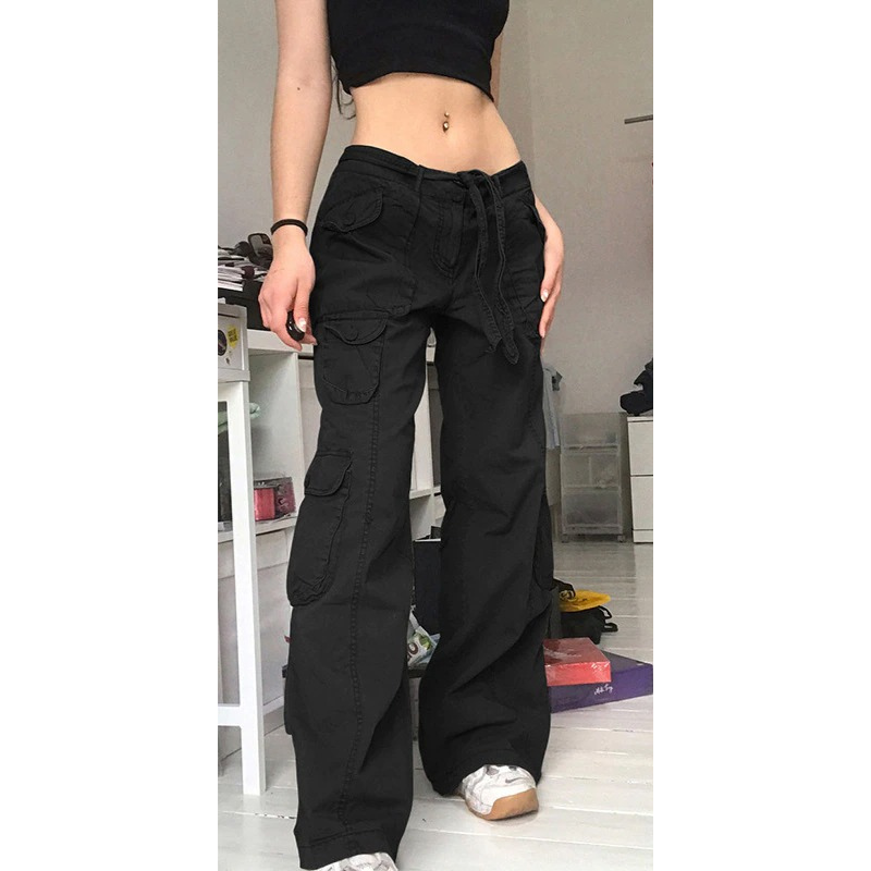 Women's Straight Oversize Cargo Pants With Pockets-Legletic