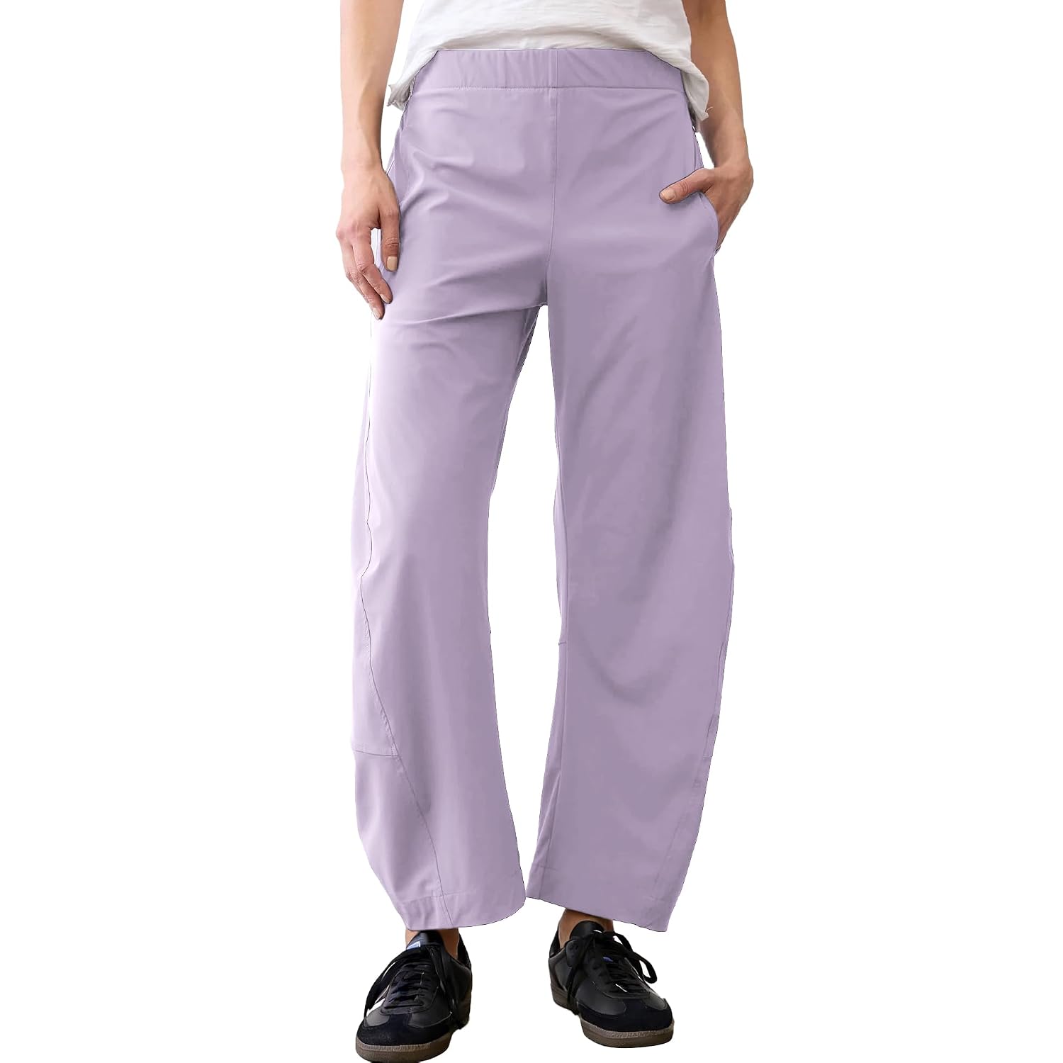 Mid Rise Tapered Pants With Pockets For Women