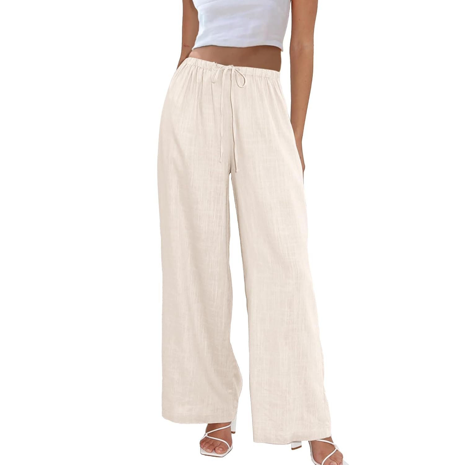 Casual Wide Palazzo Pants With Drawstring For Women
