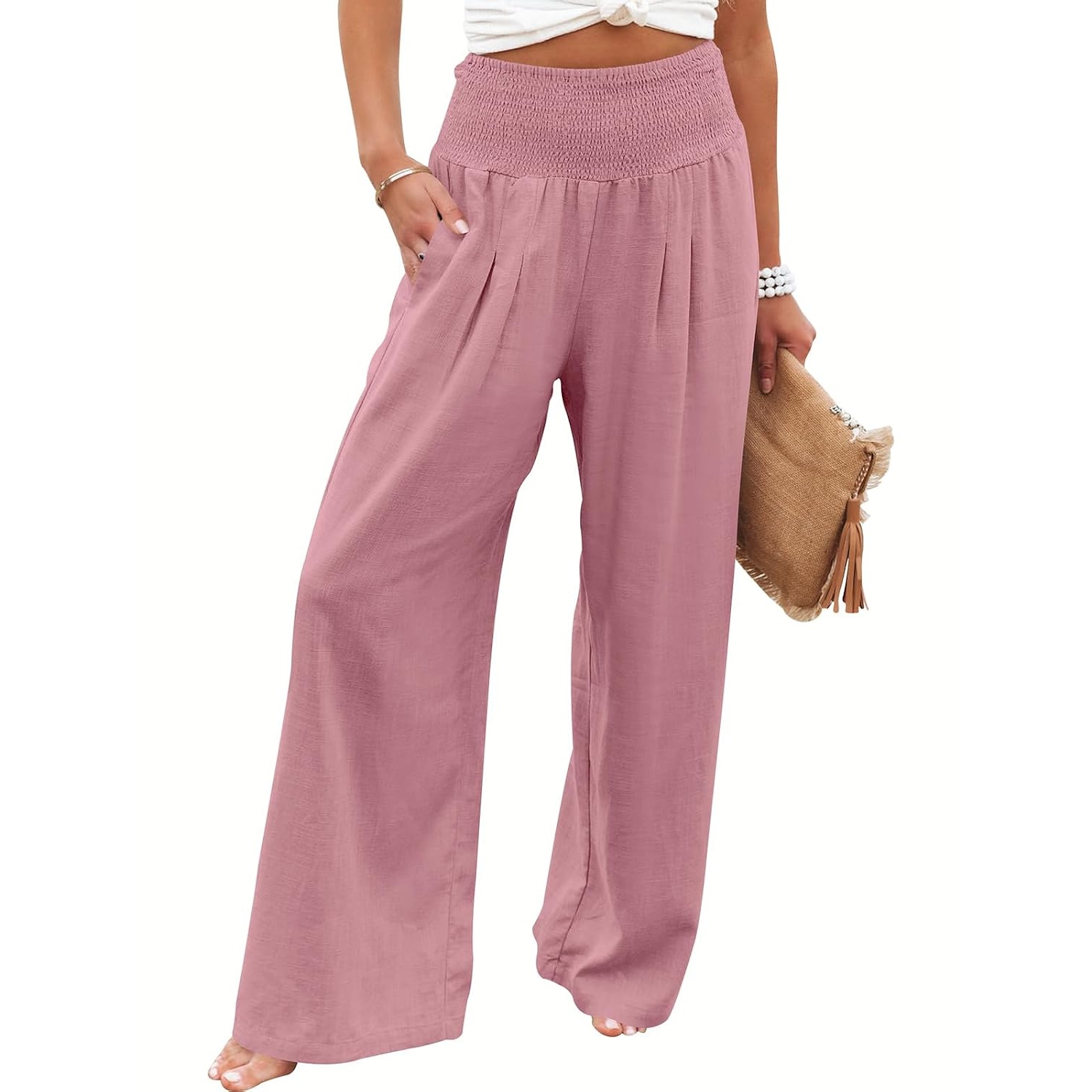 Casual Lounge Wide Loose Boho Linen Fit Pants For Women