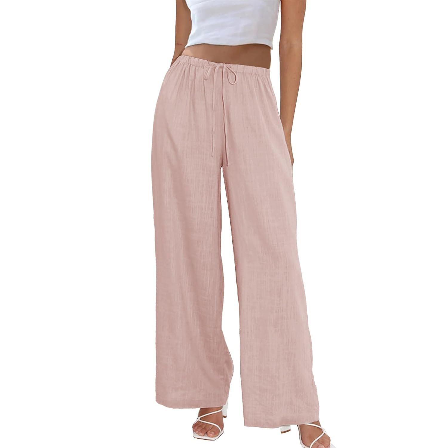 Casual Wide Palazzo Pants With Drawstring For Women