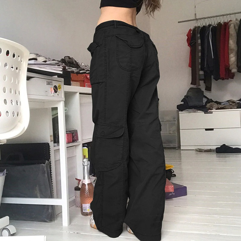 Women's Straight Oversize Cargo Pants With Pockets-Legletic