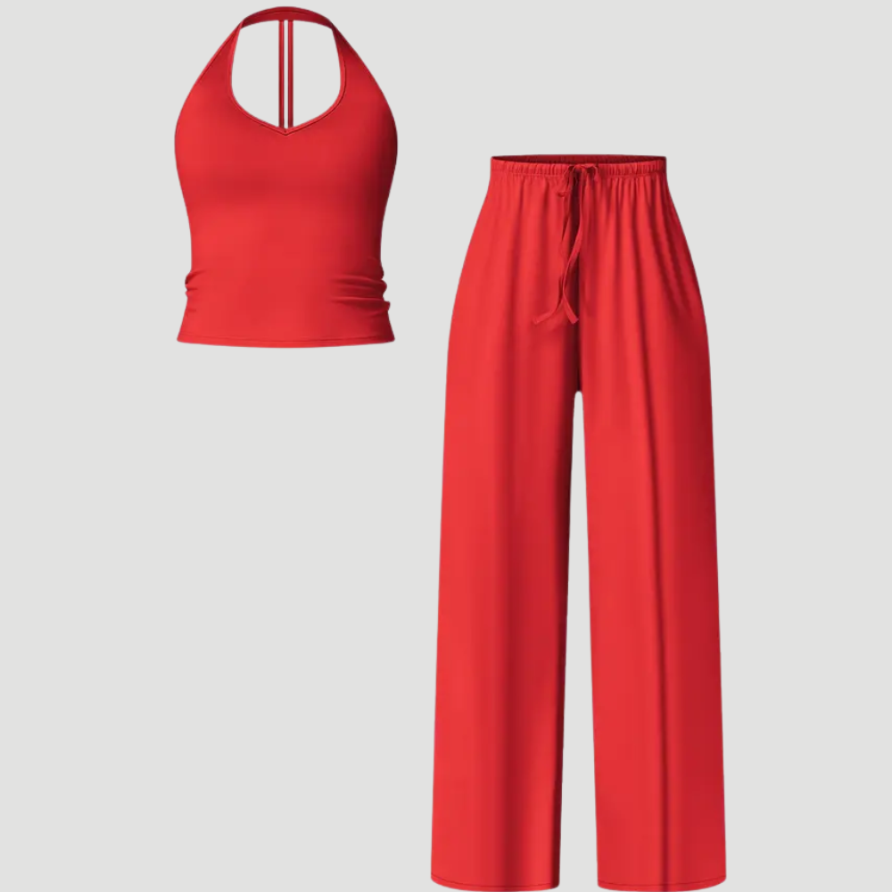 Womens Quick Dry Tank High Waisted Bell Bottom Set