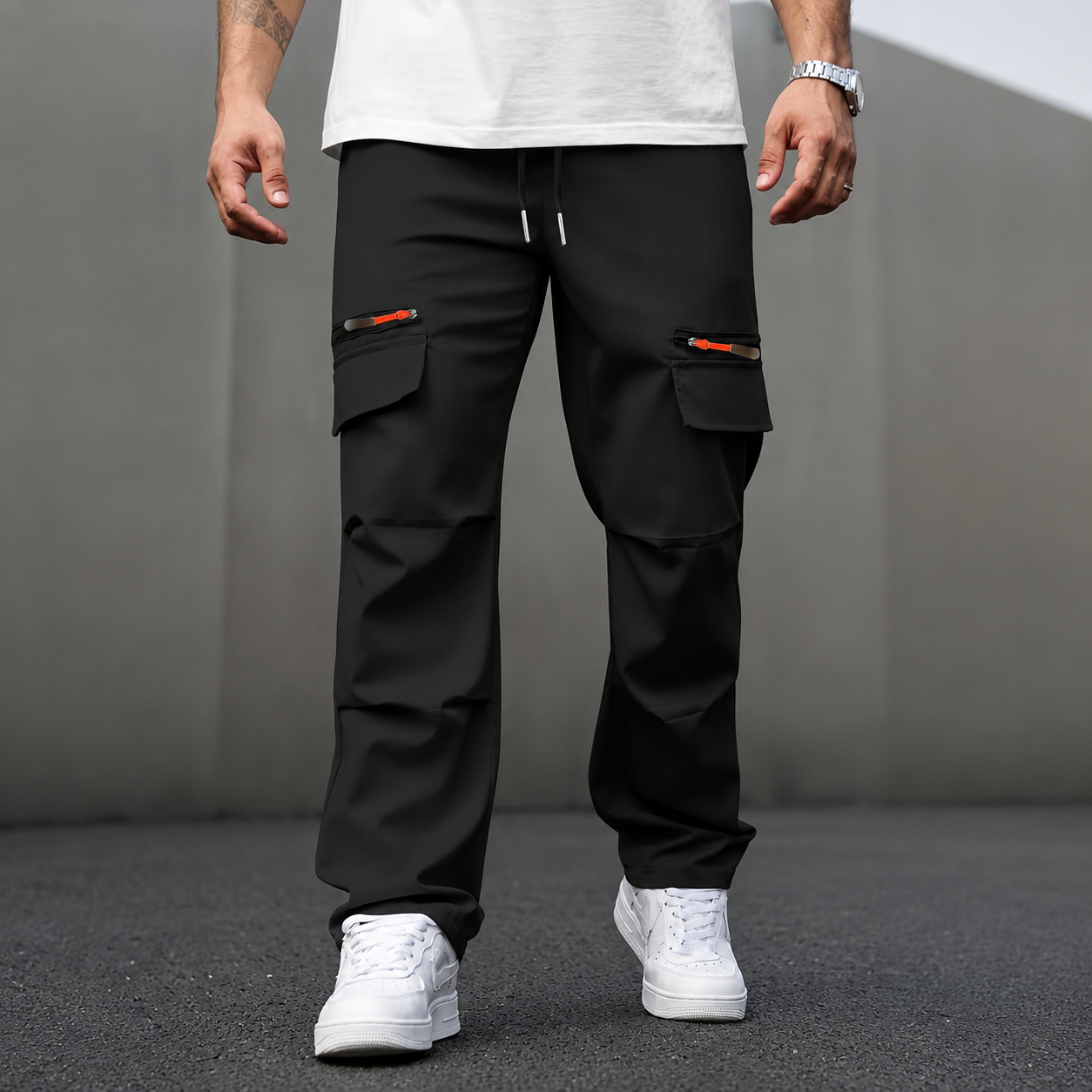 Casual Multi Pocket Cargo Pants With Straight Cut Design For Men