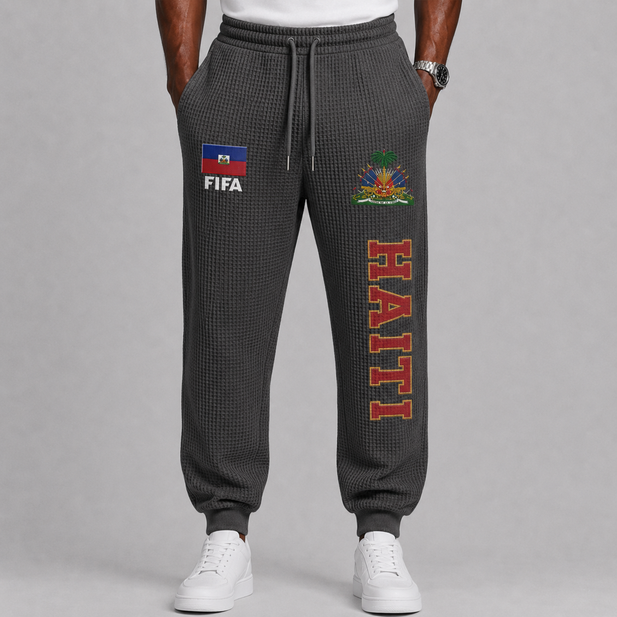 FIFA 2026 Haiti Printed Waffle Football Fan Pants