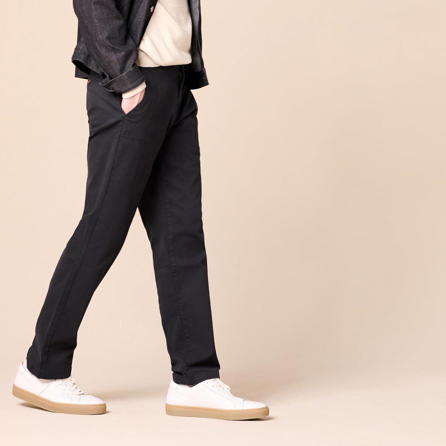 Straight Fit Casual Stretch Chino Pants for Men