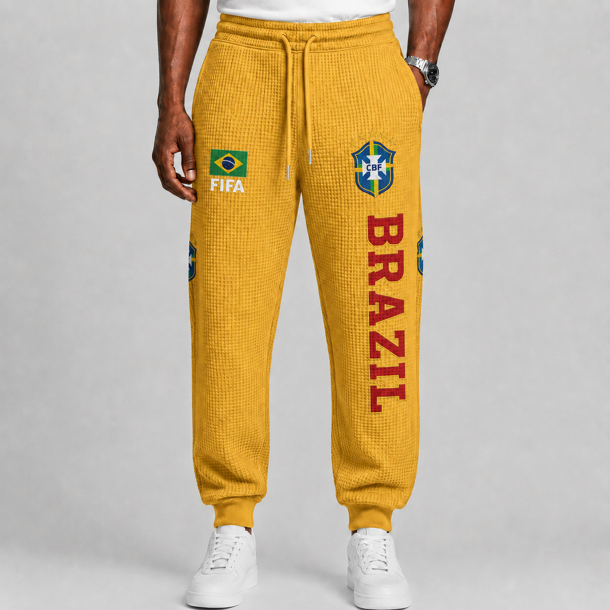 FIFA 2026 Brazil Printed Waffle Football Fan Pants