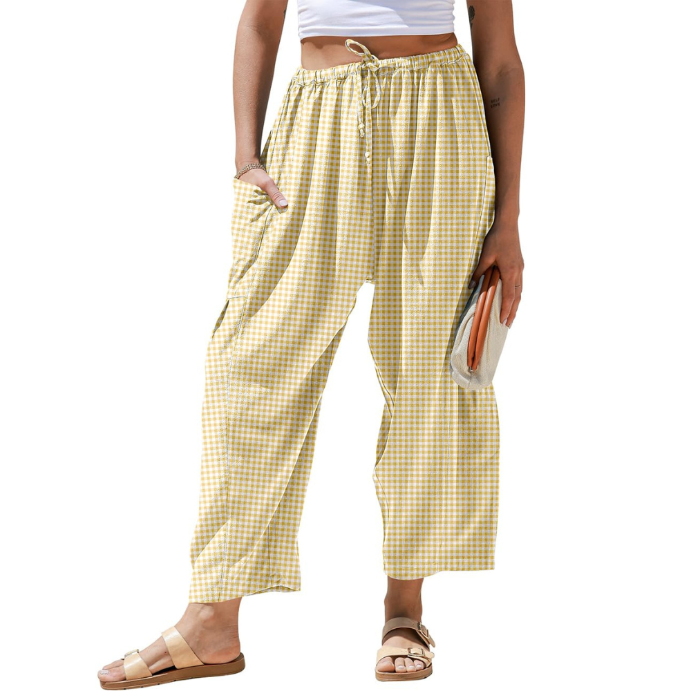 Striped Drawstring Palazzo Pants With Pockets