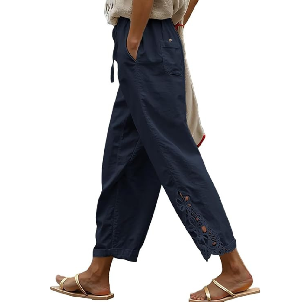 Casual Lightweight Drawstring Elastic Pants With Pockets