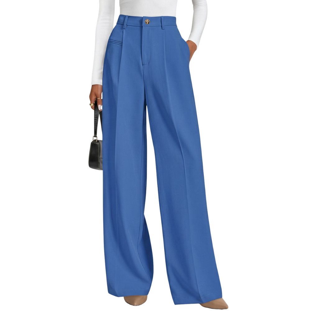 Wide And Flowy Business Casual Work Palazzo Trousers For Women
