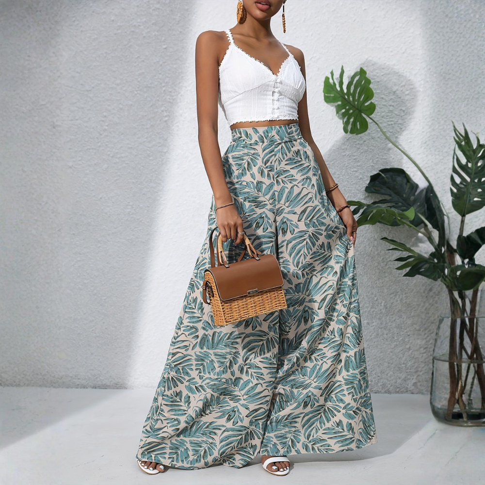 Bohemian Style Wide Vacation Themed Pants For Women
