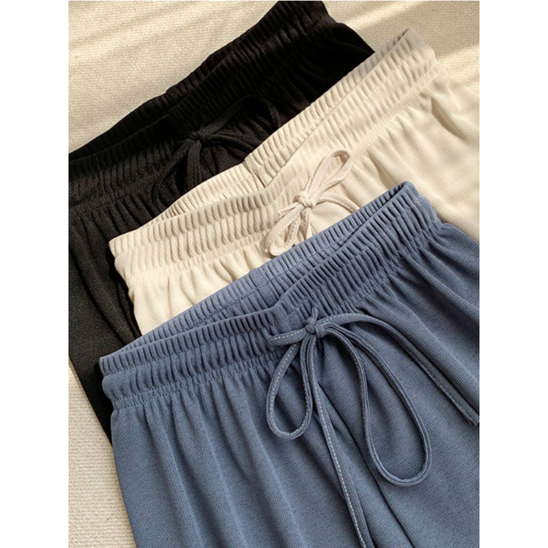 Women's Ice Silk Ankle Length Casual Summer Pants-Legletic