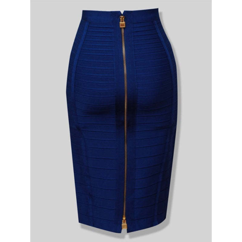 Solid Colors Zipper Bandage Women Skirts-Legletic