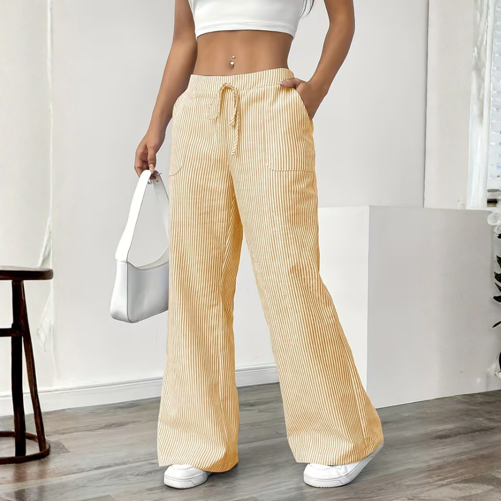 Elegant Casual Commuter Striped Loose Fit Pants For Women