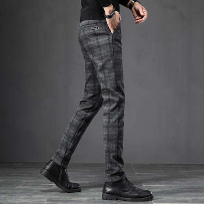 Plaid Work Stretch Pants For Men-Legletic