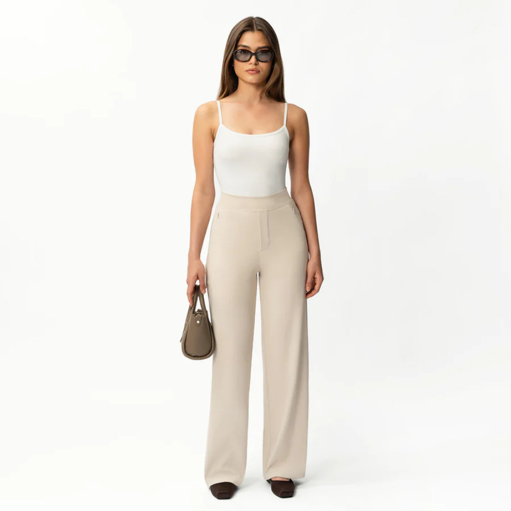 Solid Colored Straight Pants-Legletic