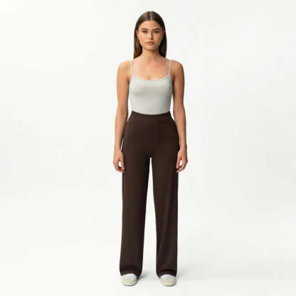 Solid Colored Straight Pants-Legletic