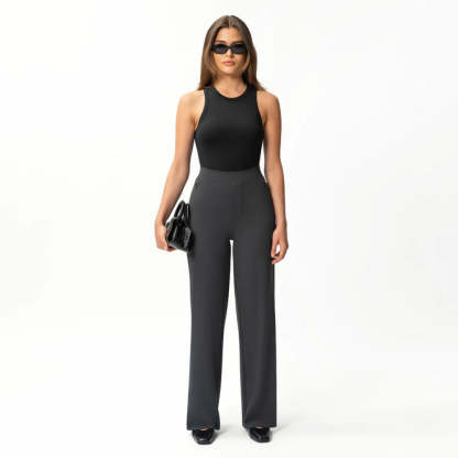 Solid Colored Straight Pants-Legletic