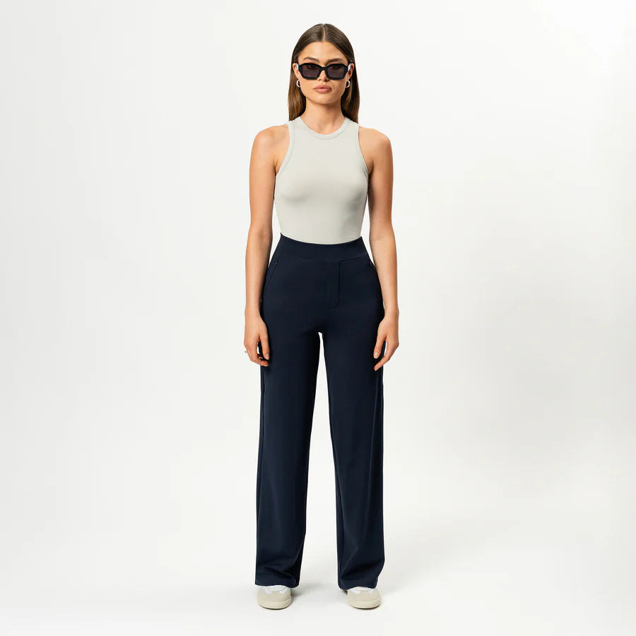 Solid Colored Straight Pants-Legletic