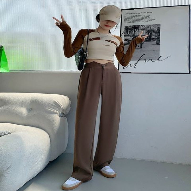 Casual Wide Leg Loose Fit High Waist Pants For Females-Legletic