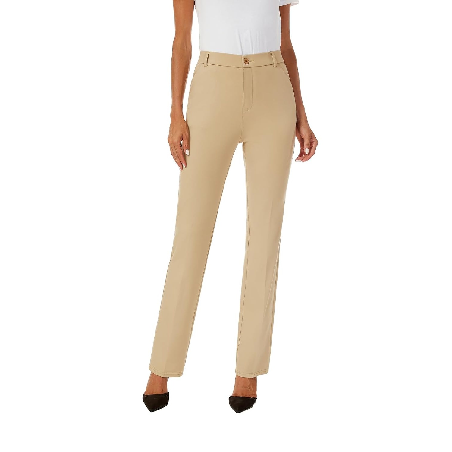 Stretchable Straight Solid Casual Pants