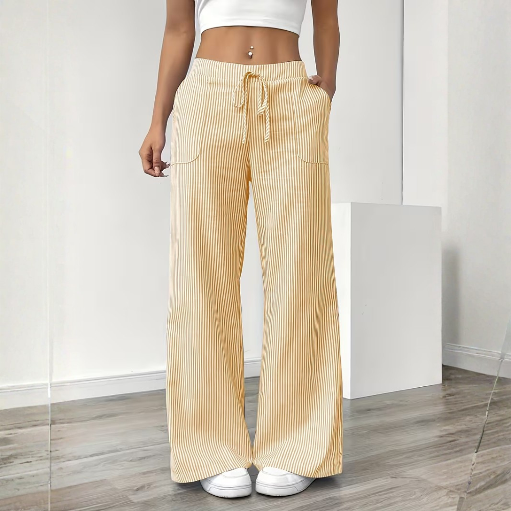 Elegant Casual Commuter Striped Loose Fit Pants For Women