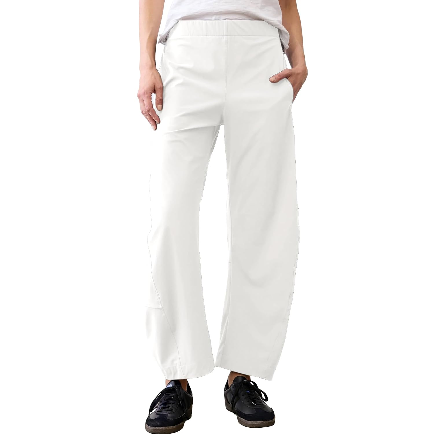 Mid Rise Tapered Pants With Pockets For Women