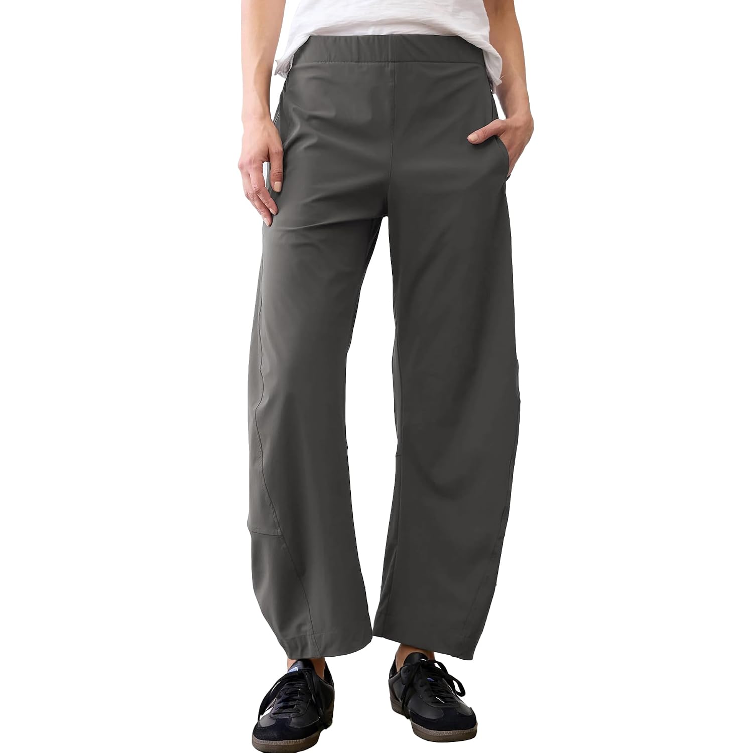 Mid Rise Tapered Pants With Pockets For Women