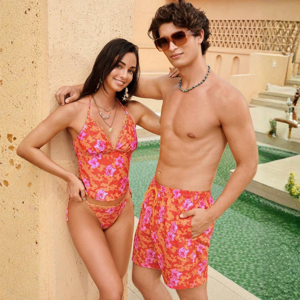 Printed Beachwear Vacation Matching Outfit Set