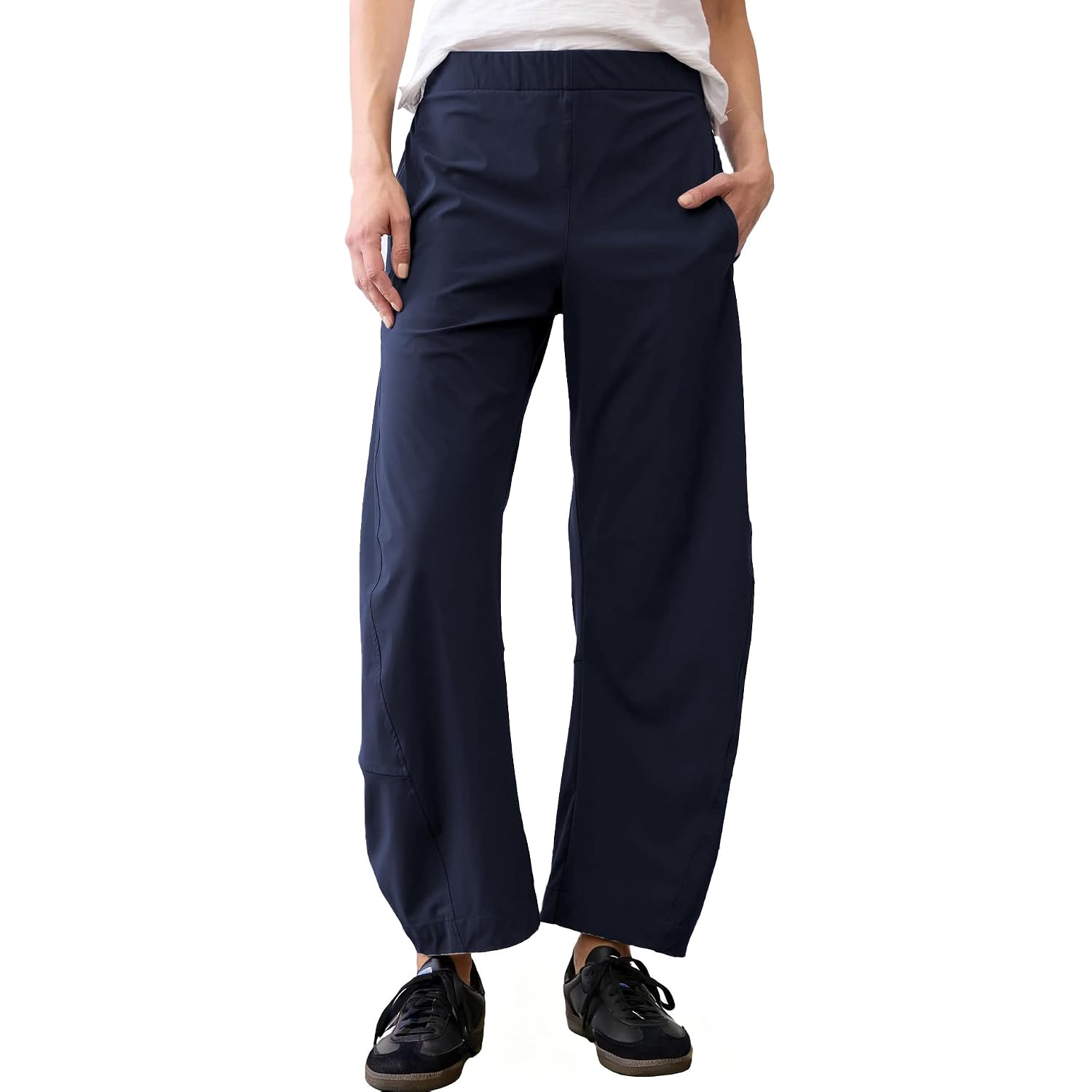 Mid Rise Tapered Pants With Pockets For Women