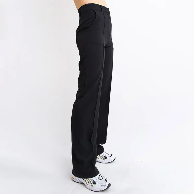 High Waisted Suit Pants With Straw Pleats-Legletic