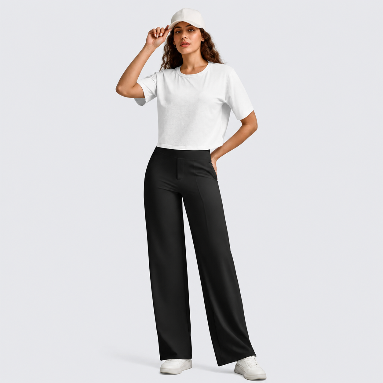 High Rise Loose Fit Wide Fit Casual Pants For Women