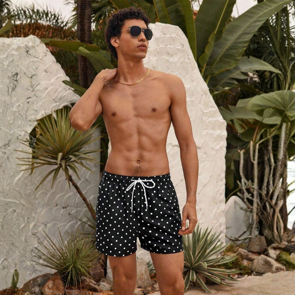Tropical Plant Print Button-Down Short Sleeve Shirt And Drawstring Waist Pocket Shorts Beach Outfit