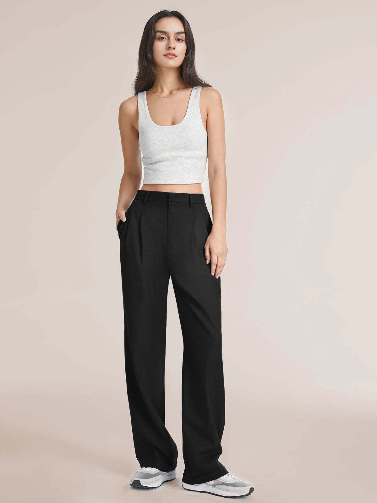 High Waist Tailored Wide Leg Pants-Legletic