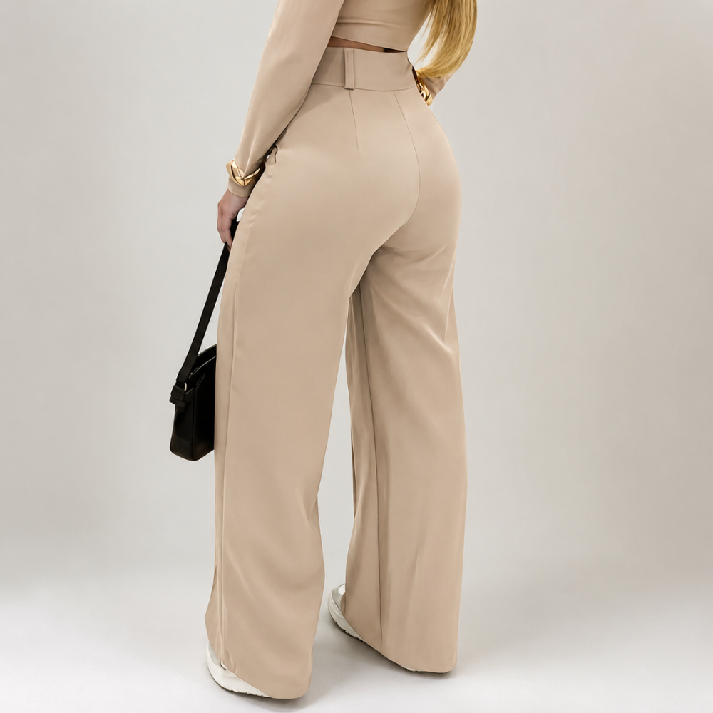 Wide Fit Office Trousers With Double Button For Women