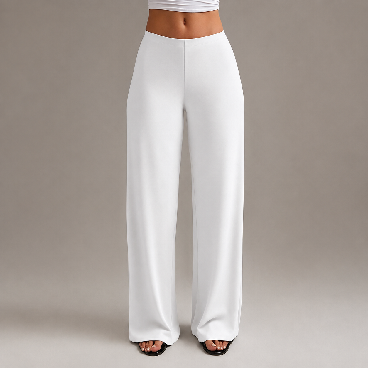 High Rise Stretch Straight Cut Pants For Casual Office Wear For Women