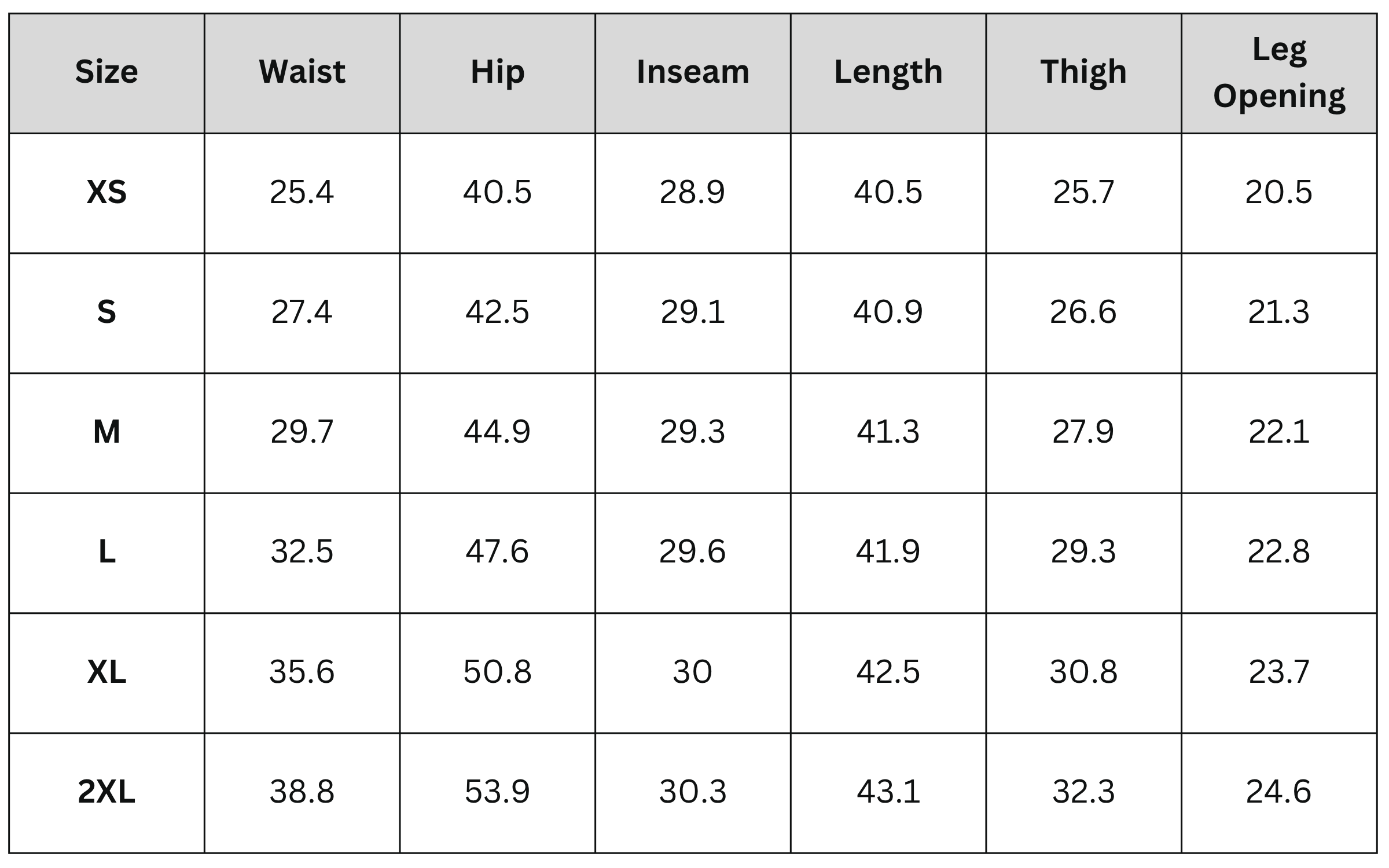 Size Chart