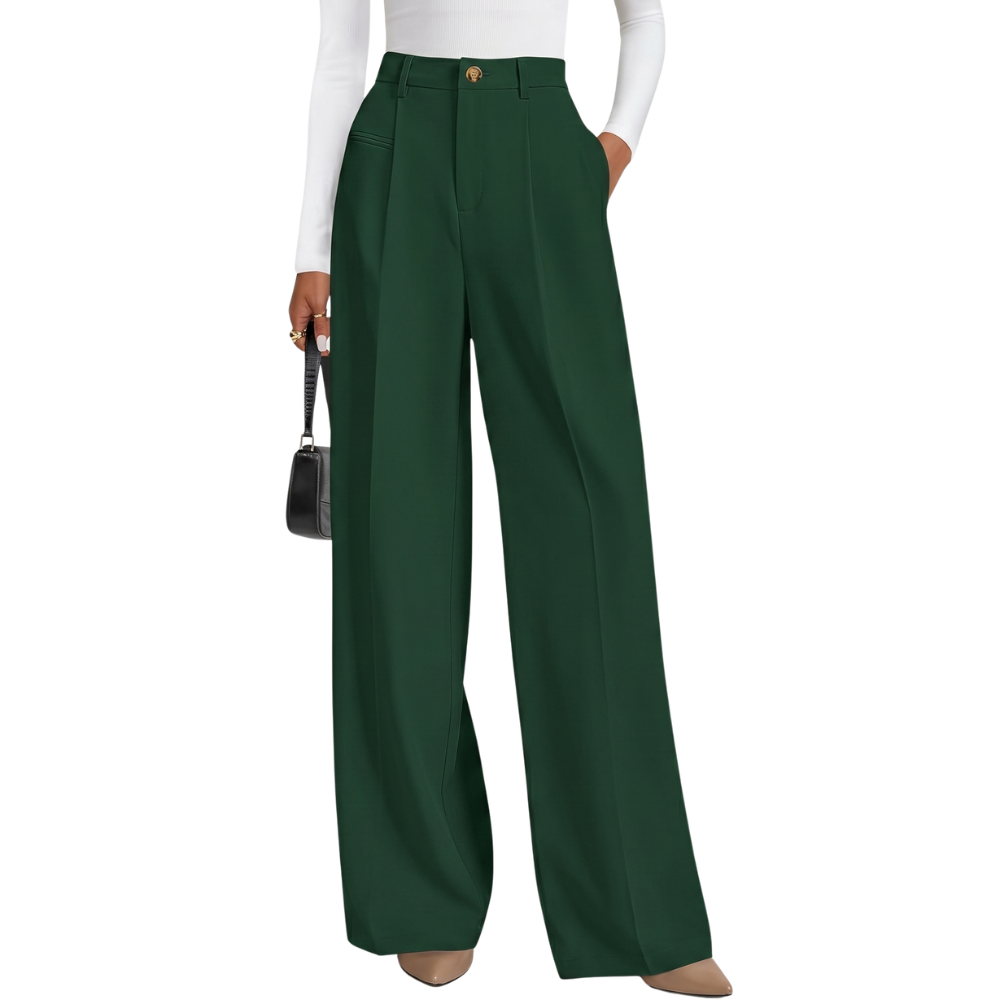 Wide And Flowy Business Casual Work Palazzo Trousers For Women
