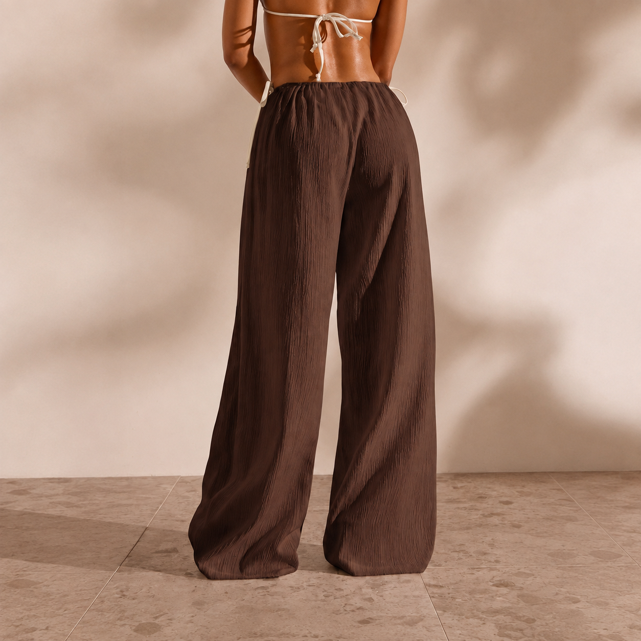 Solid Cover Up Pants With Tie For Women