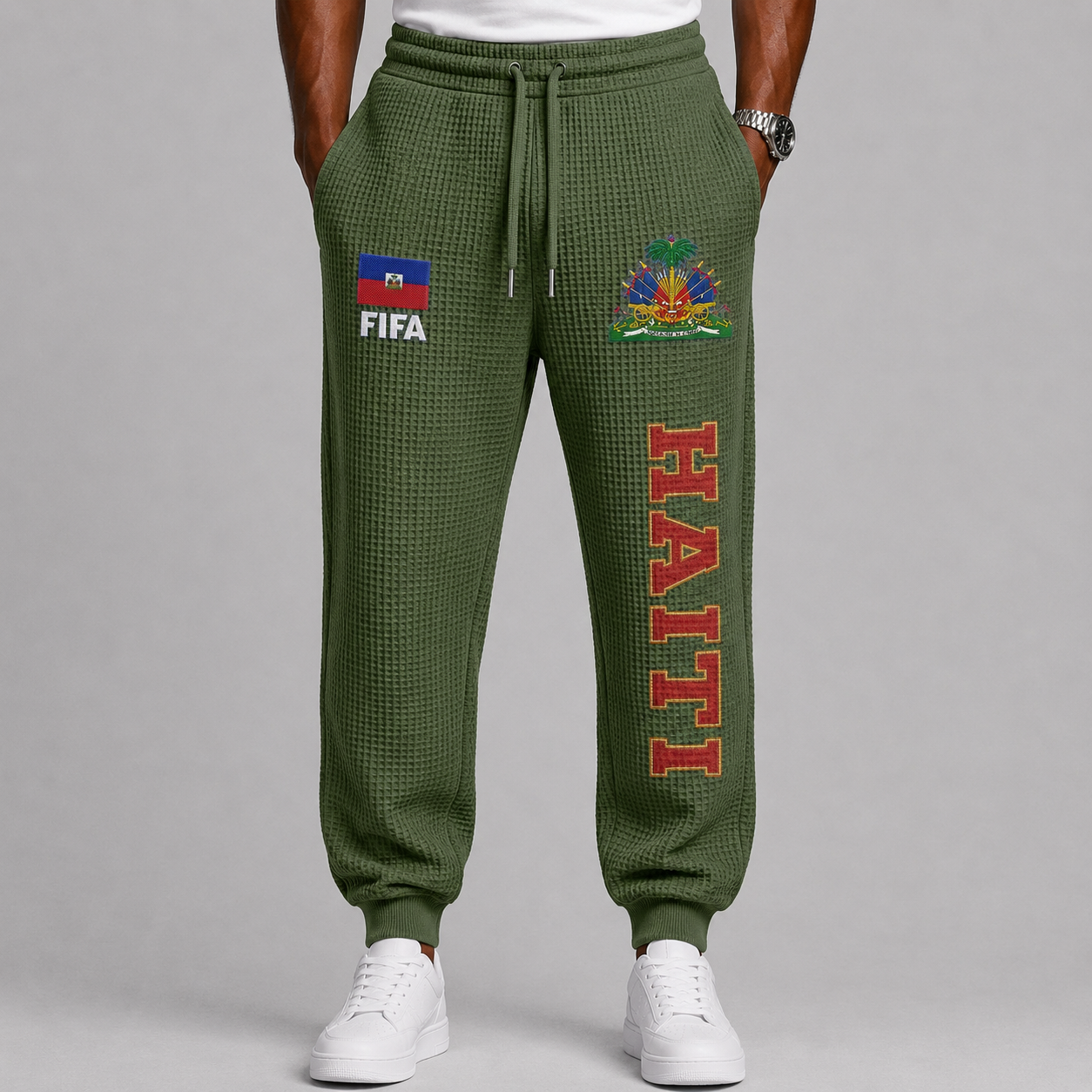 FIFA 2026 Haiti Printed Waffle Football Fan Pants