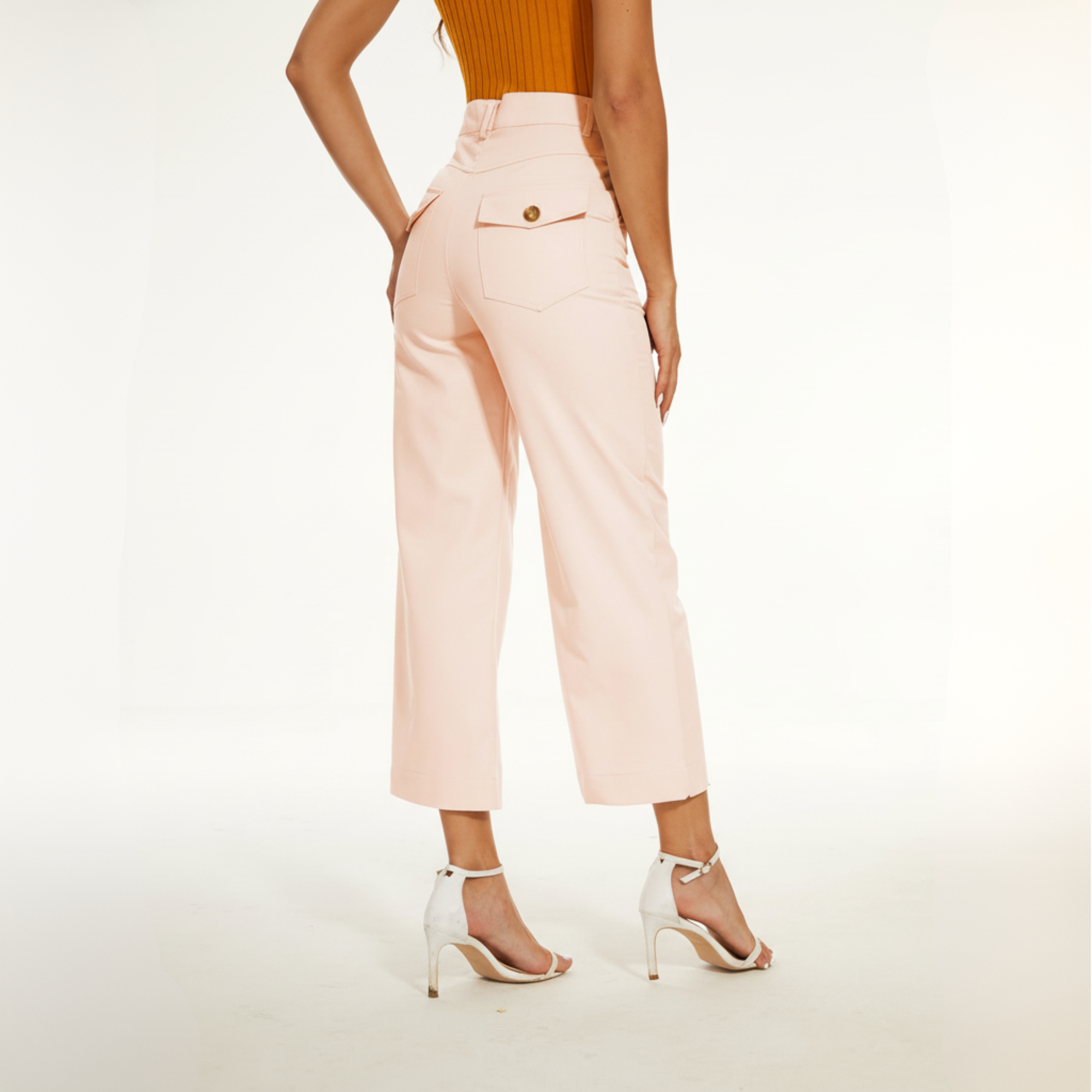 Stretch Twill Cropped Wide Leg Pant