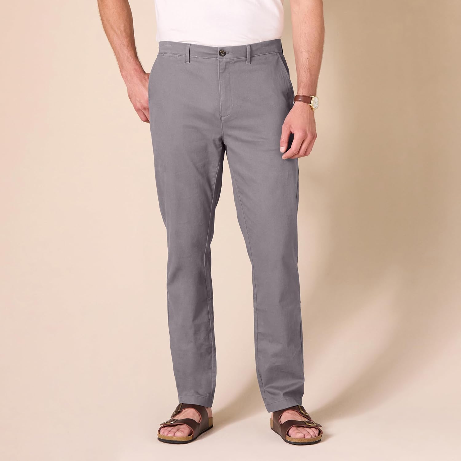 Straight Fit Casual Stretch Chino Pants for Men